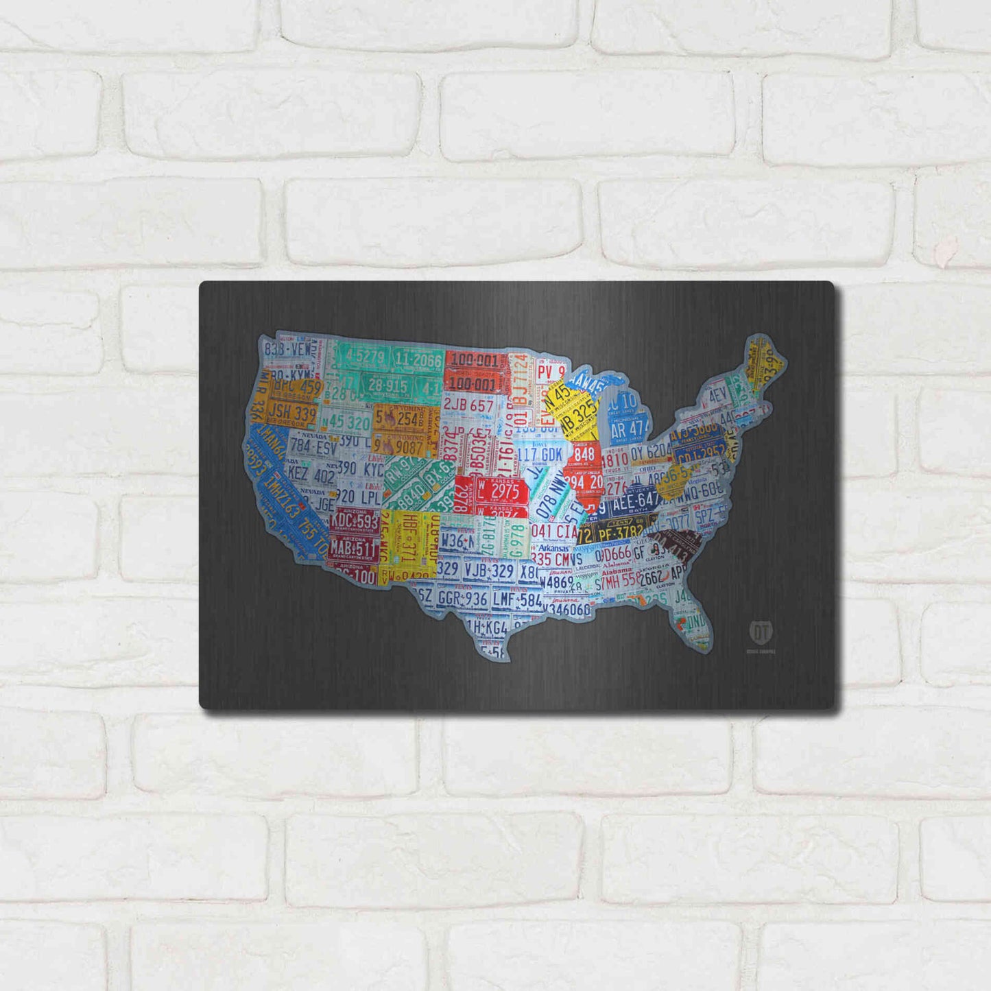Luxe Metal Art 'Massive Usa License Plate Map' by Design Turnpike, Metal Wall Art,16x12