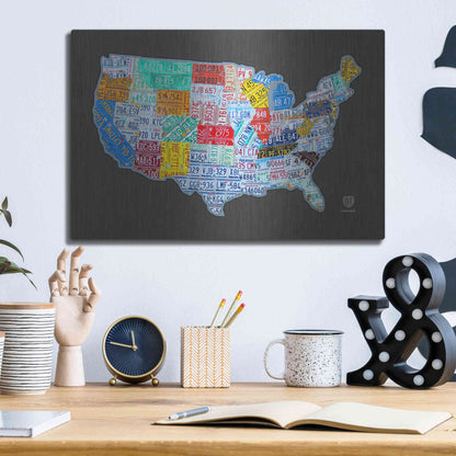 Luxe Metal Art 'Massive Usa License Plate Map' by Design Turnpike, Metal Wall Art,16x12