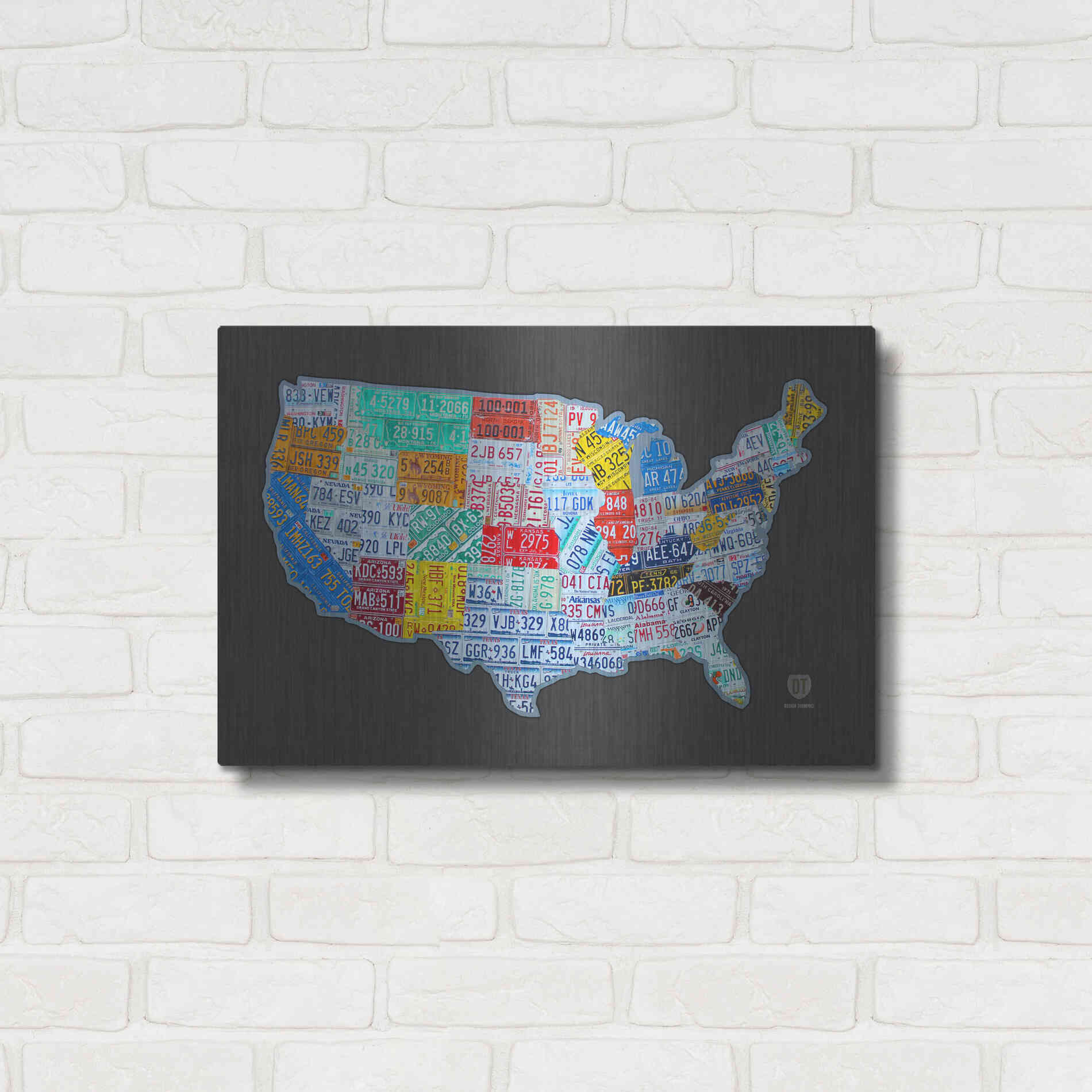 Luxe Metal Art 'Massive Usa License Plate Map' by Design Turnpike, Metal Wall Art,24x16