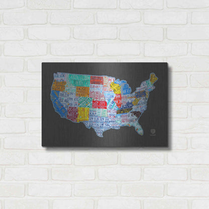 Luxe Metal Art 'Massive Usa License Plate Map' by Design Turnpike, Metal Wall Art,24x16