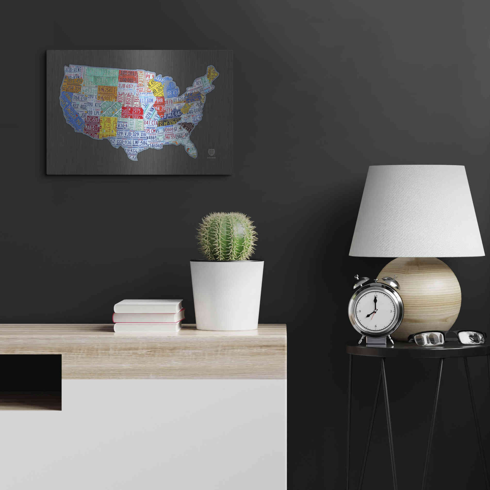 Luxe Metal Art 'Massive Usa License Plate Map' by Design Turnpike, Metal Wall Art,24x16