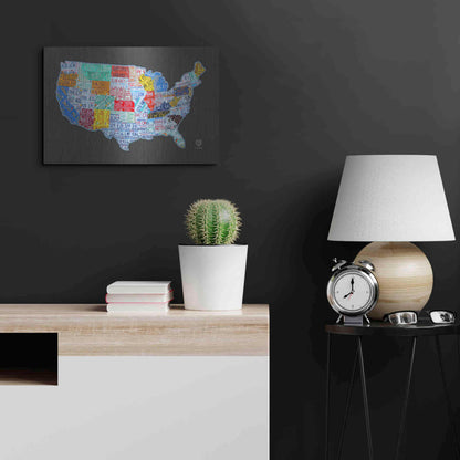 Luxe Metal Art 'Massive Usa License Plate Map' by Design Turnpike, Metal Wall Art,24x16