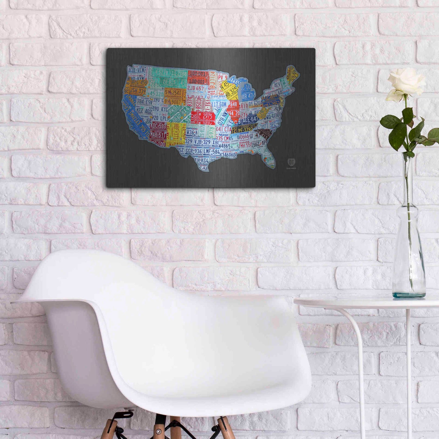 Luxe Metal Art 'Massive Usa License Plate Map' by Design Turnpike, Metal Wall Art,24x16