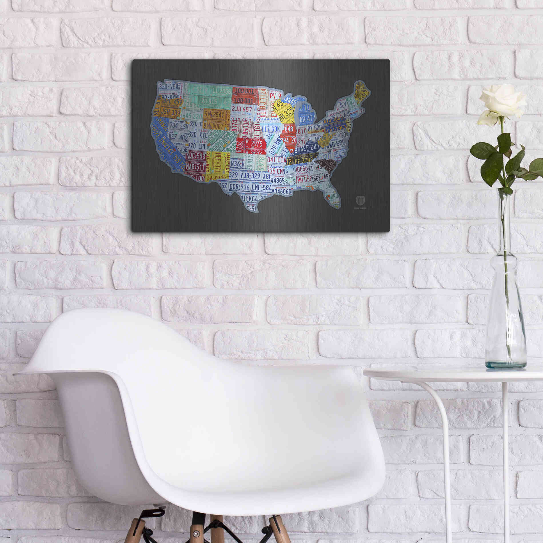 Luxe Metal Art 'Massive Usa License Plate Map' by Design Turnpike, Metal Wall Art,24x16