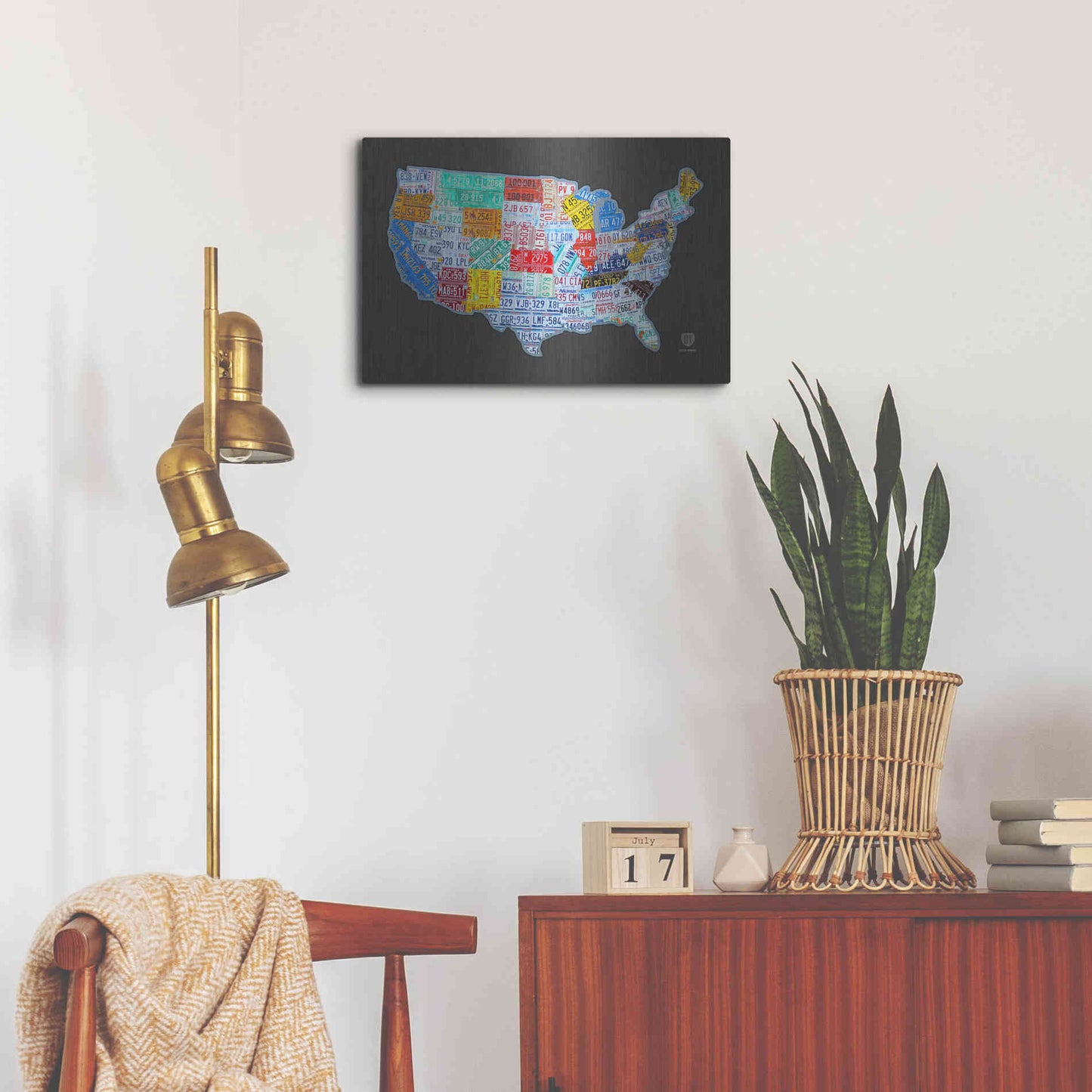 Luxe Metal Art 'Massive Usa License Plate Map' by Design Turnpike, Metal Wall Art,24x16