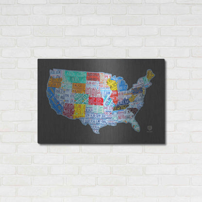 Luxe Metal Art 'Massive Usa License Plate Map' by Design Turnpike, Metal Wall Art,36x24