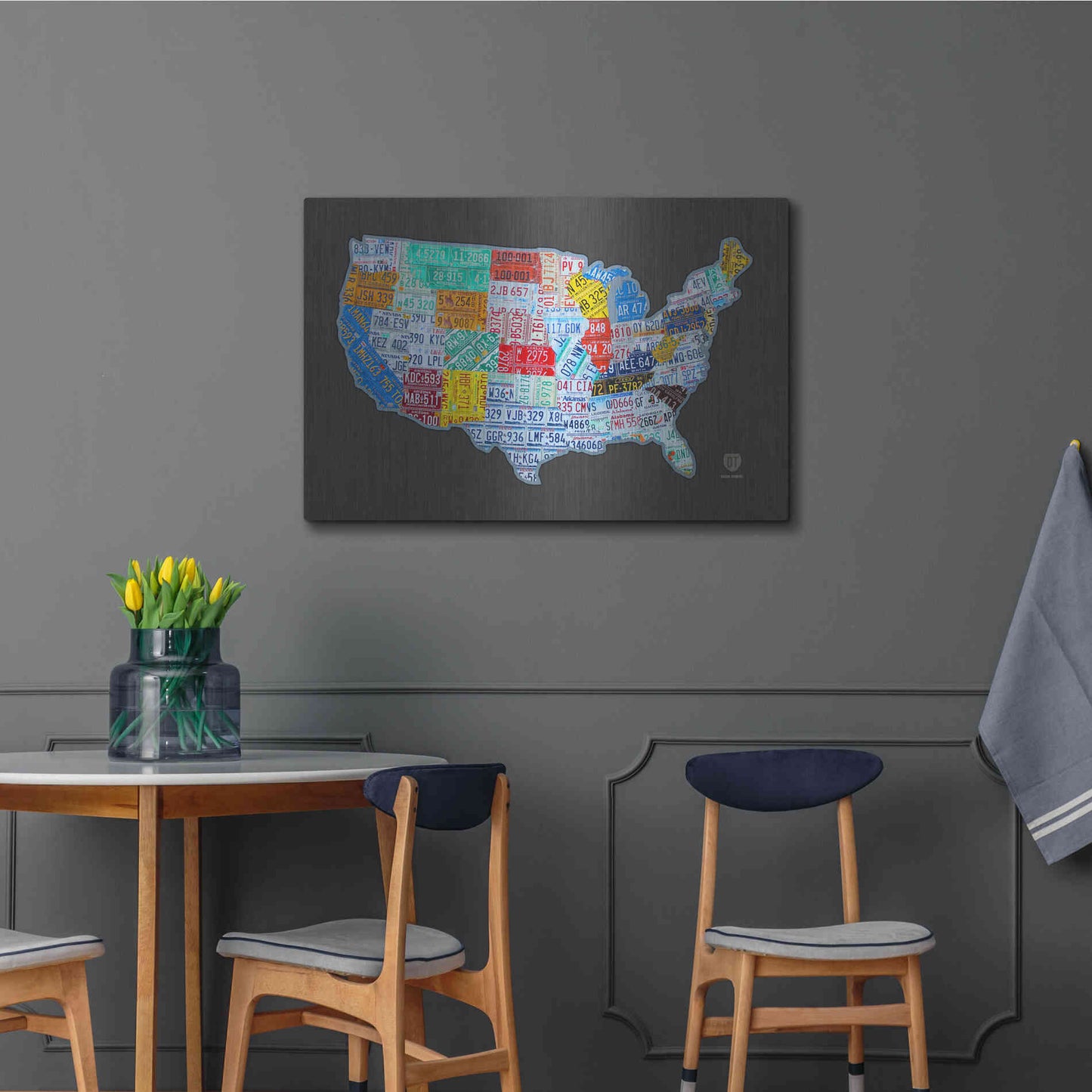 Luxe Metal Art 'Massive Usa License Plate Map' by Design Turnpike, Metal Wall Art,36x24