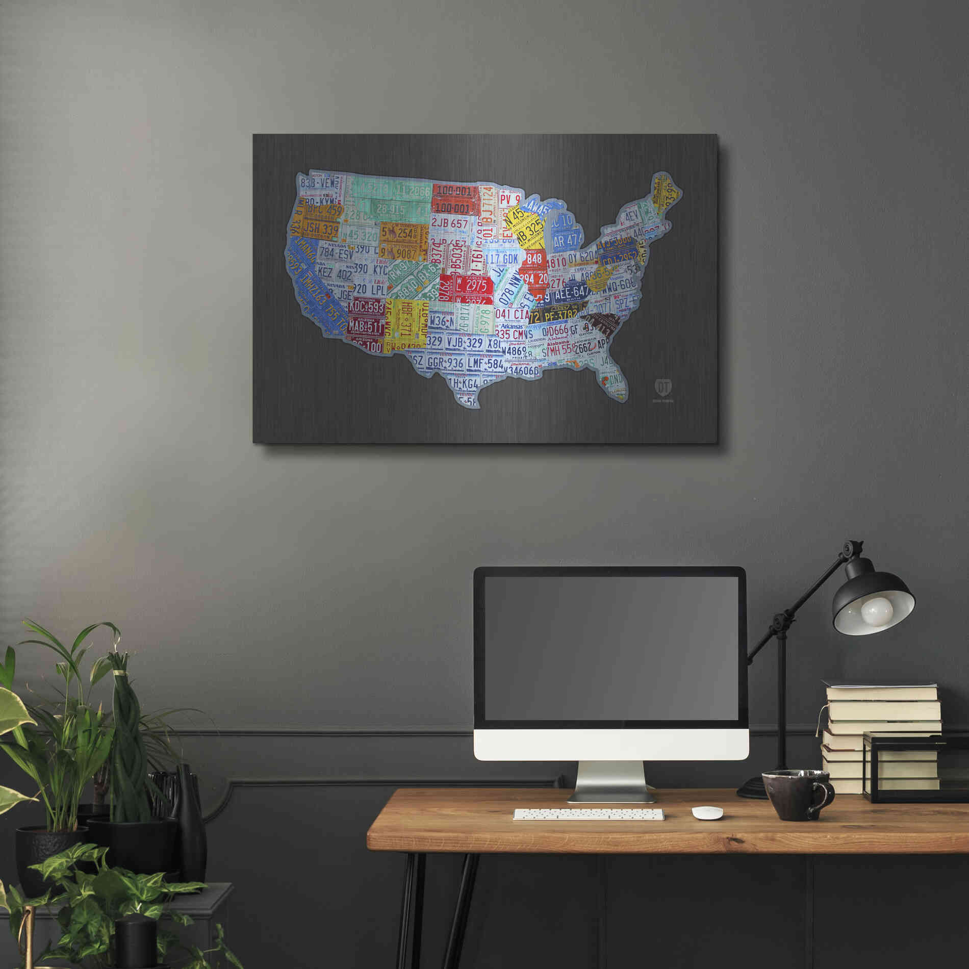 Luxe Metal Art 'Massive Usa License Plate Map' by Design Turnpike, Metal Wall Art,36x24