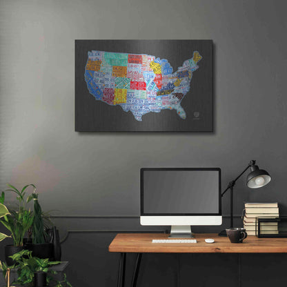 Luxe Metal Art 'Massive Usa License Plate Map' by Design Turnpike, Metal Wall Art,36x24