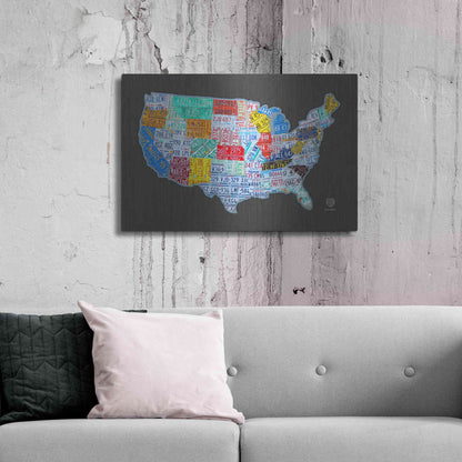 Luxe Metal Art 'Massive Usa License Plate Map' by Design Turnpike, Metal Wall Art,36x24