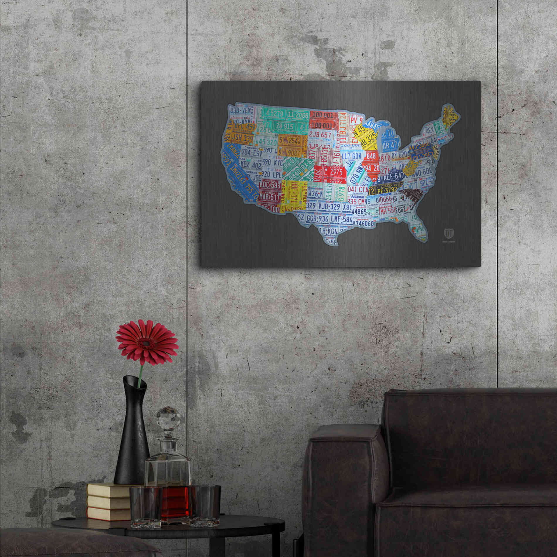Luxe Metal Art 'Massive Usa License Plate Map' by Design Turnpike, Metal Wall Art,36x24