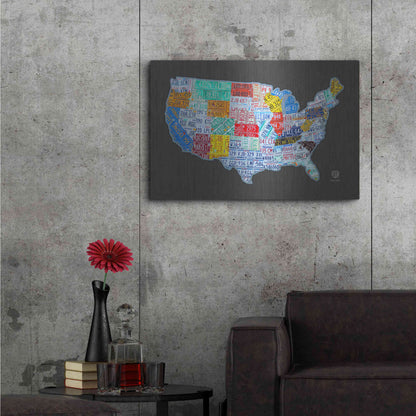 Luxe Metal Art 'Massive Usa License Plate Map' by Design Turnpike, Metal Wall Art,36x24