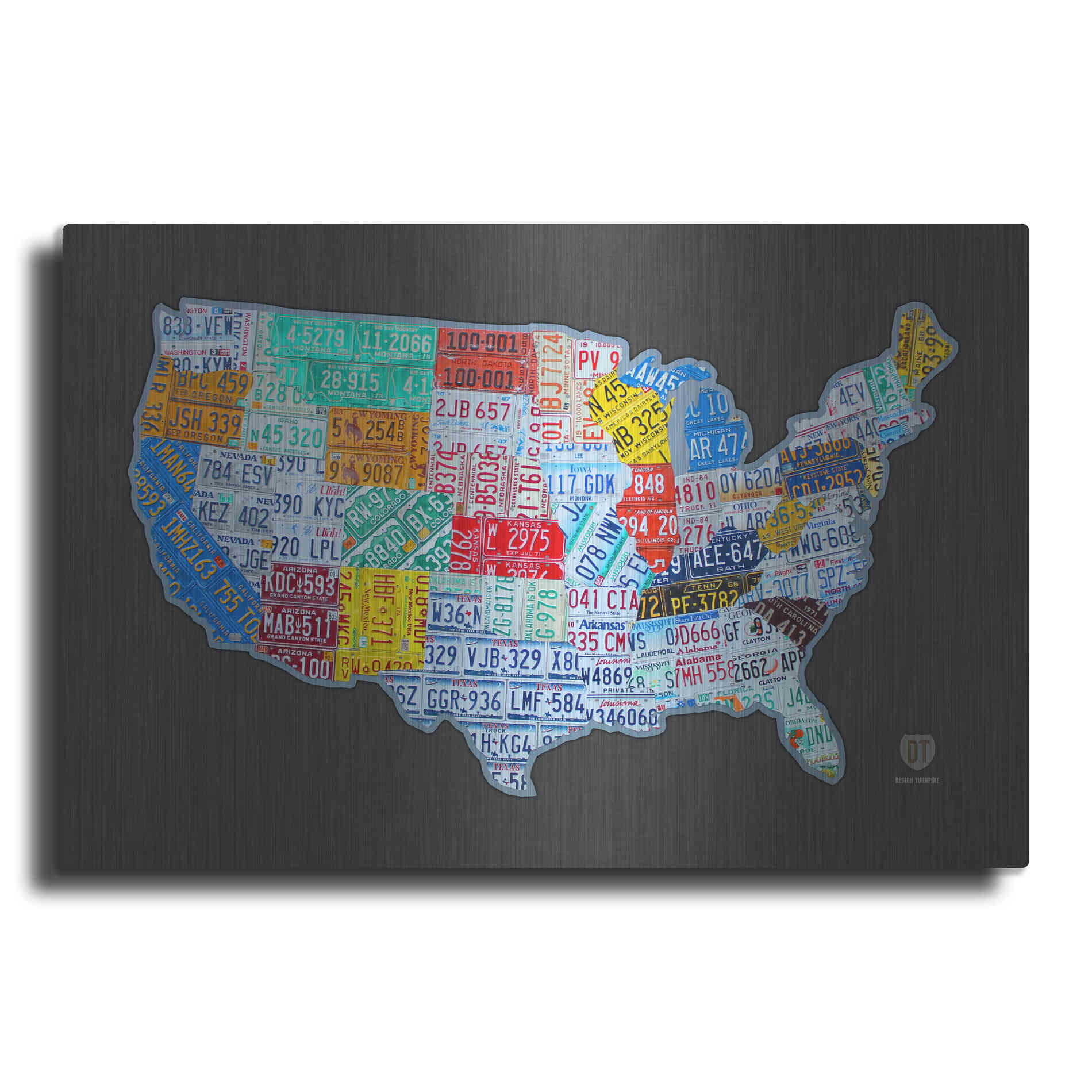 Luxe Metal Art 'Massive Usa License Plate Map' by Design Turnpike, Metal Wall Art