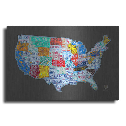 Luxe Metal Art 'Massive Usa License Plate Map' by Design Turnpike, Metal Wall Art