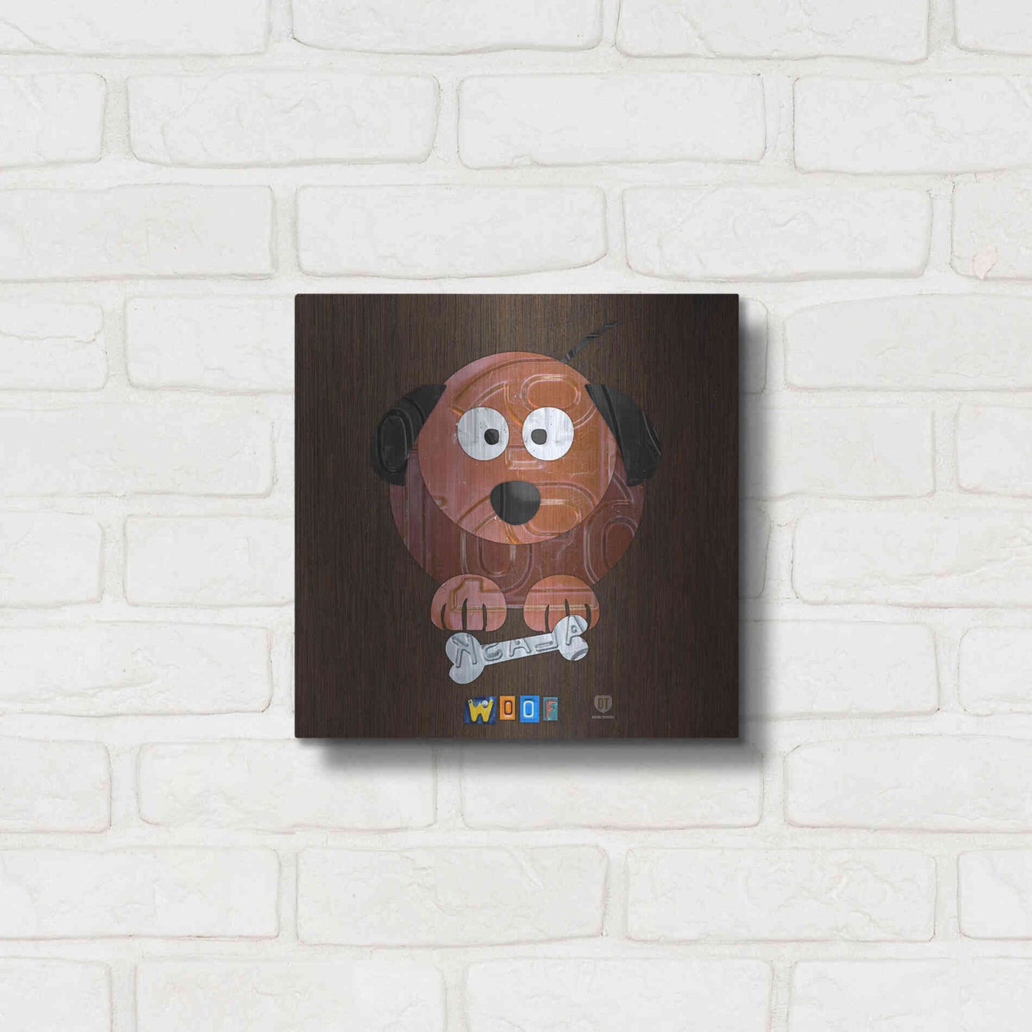 Luxe Metal Art 'Woof The Dog' by Design Turnpike, Metal Wall Art,12x12