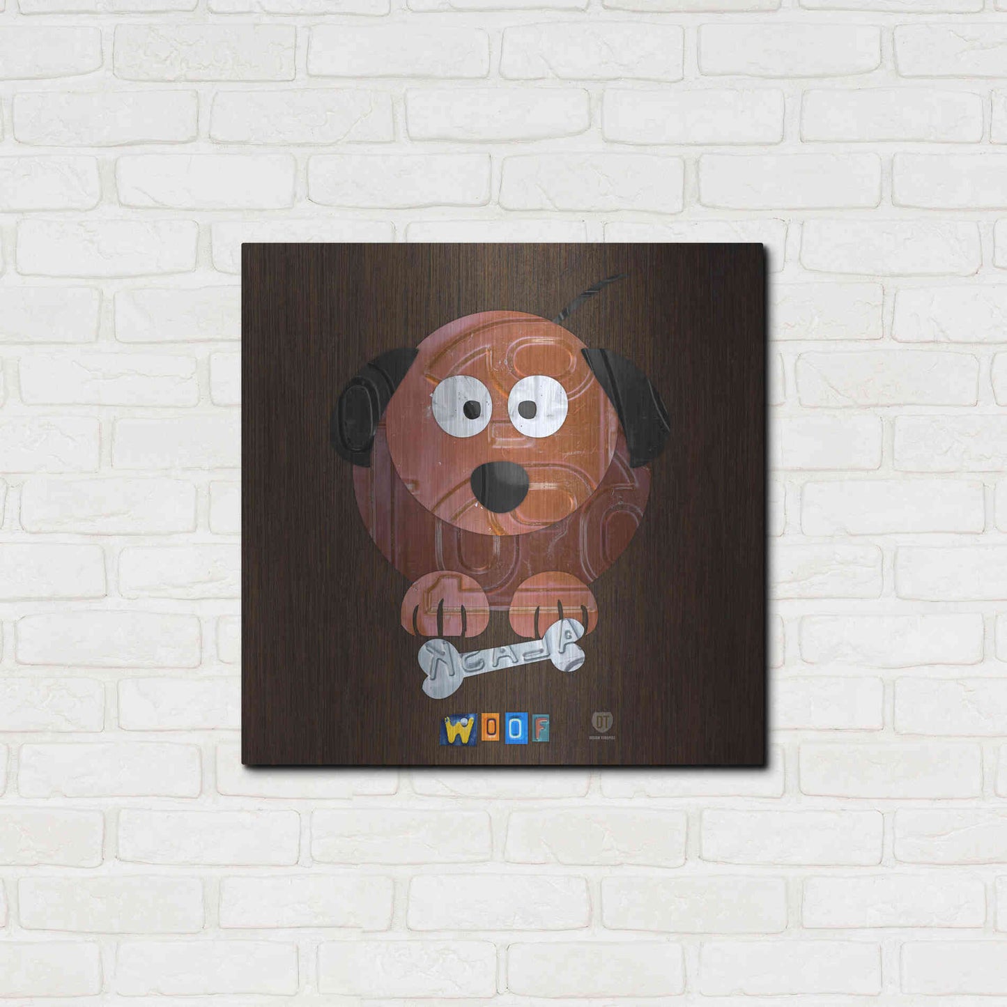 Luxe Metal Art 'Woof The Dog' by Design Turnpike, Metal Wall Art,24x24