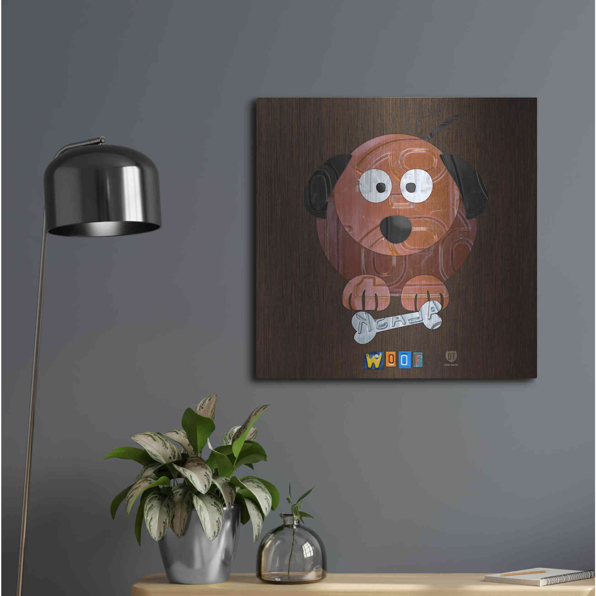 Luxe Metal Art 'Woof The Dog' by Design Turnpike, Metal Wall Art,24x24