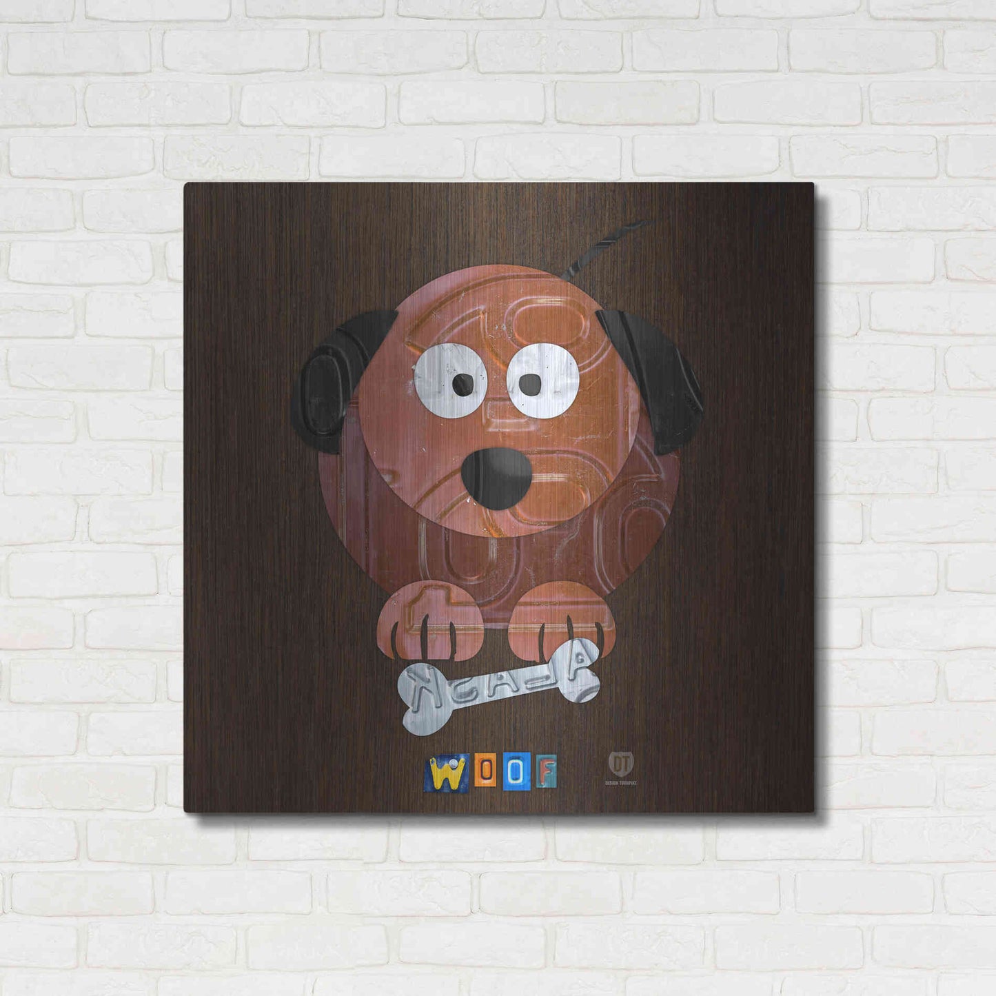 Luxe Metal Art 'Woof The Dog' by Design Turnpike, Metal Wall Art,36x36