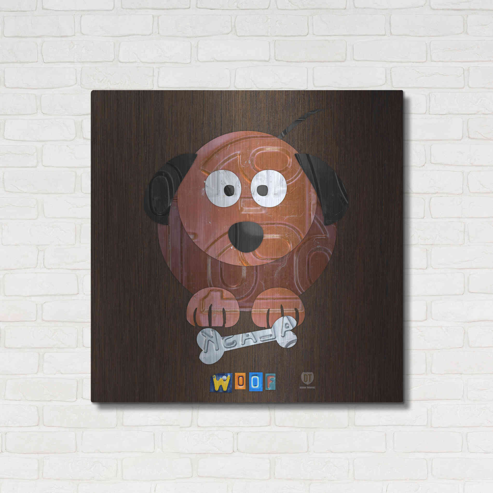 Luxe Metal Art 'Woof The Dog' by Design Turnpike, Metal Wall Art,36x36