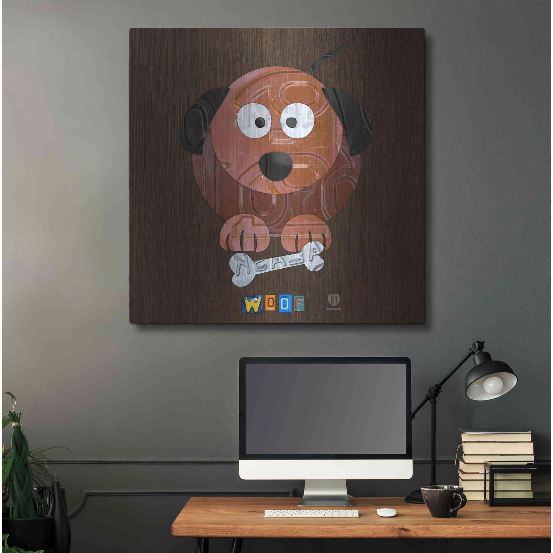 Luxe Metal Art 'Woof The Dog' by Design Turnpike, Metal Wall Art,36x36