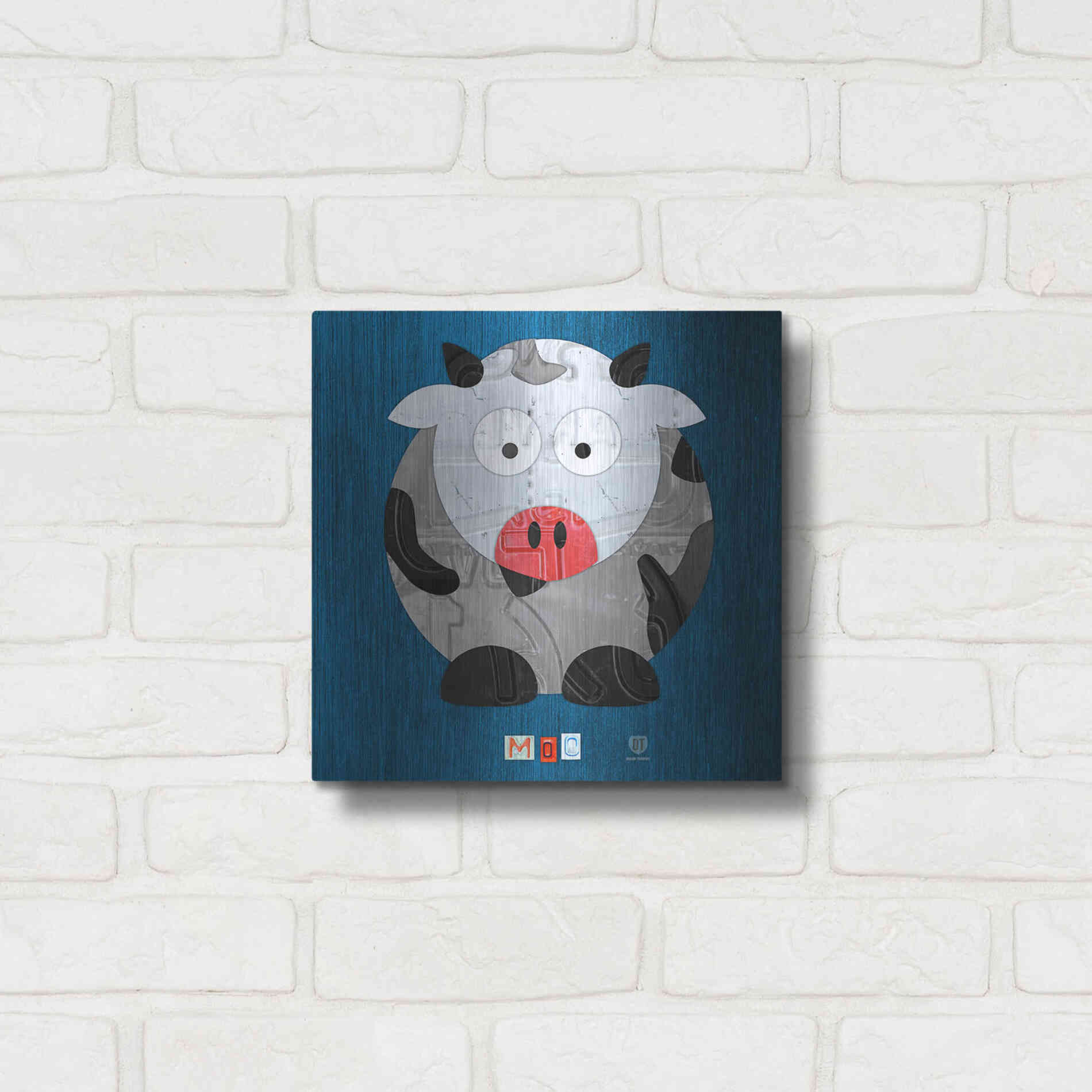 Luxe Metal Art 'Moo The Cow' by Design Turnpike, Metal Wall Art,12x12