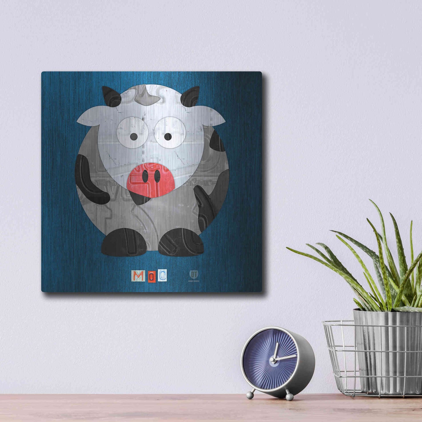Luxe Metal Art 'Moo The Cow' by Design Turnpike, Metal Wall Art,12x12