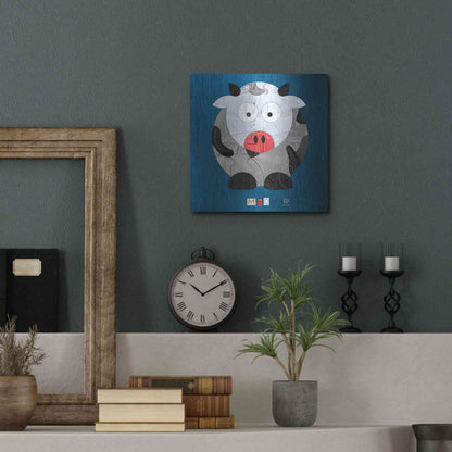 Luxe Metal Art 'Moo The Cow' by Design Turnpike, Metal Wall Art,12x12