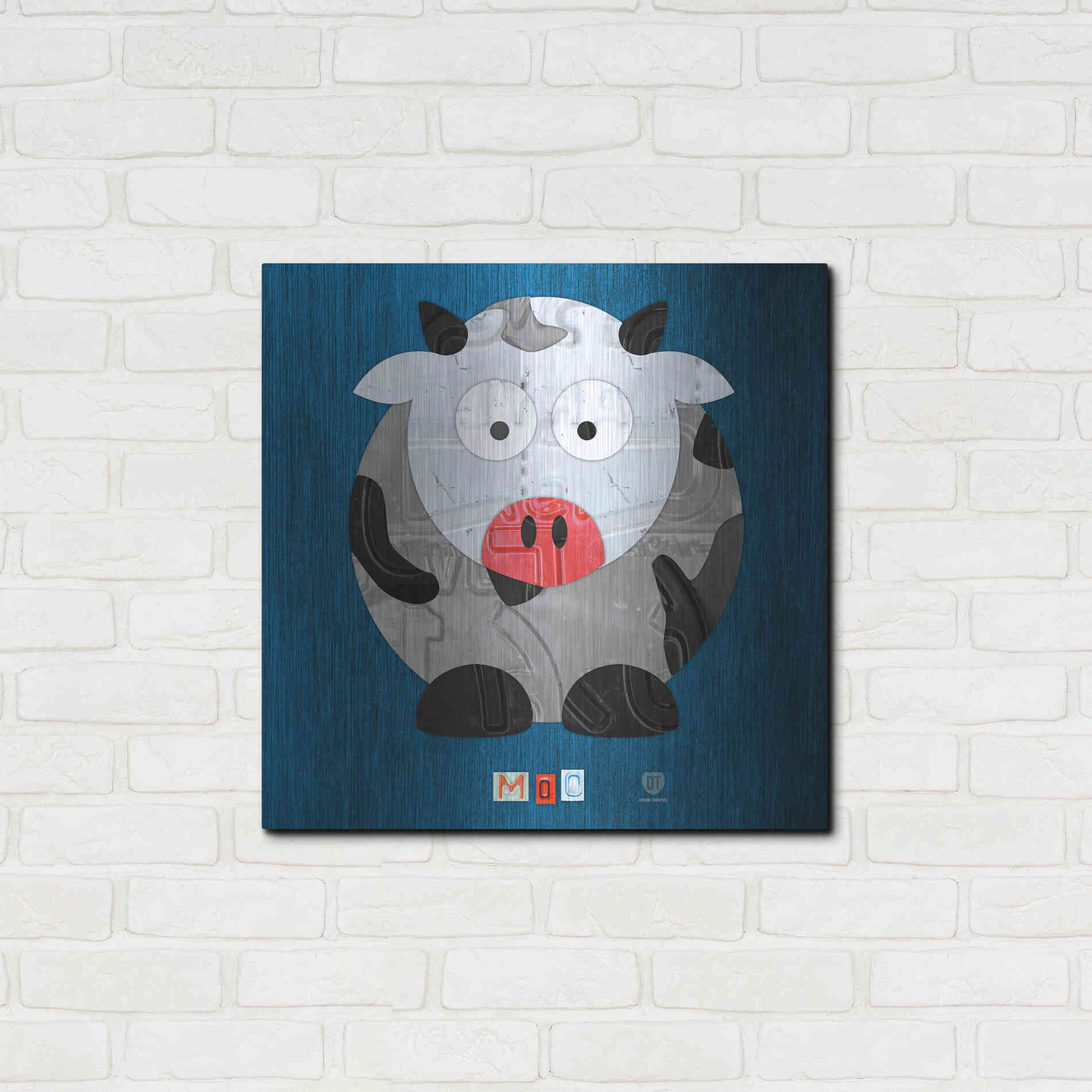 Luxe Metal Art 'Moo The Cow' by Design Turnpike, Metal Wall Art,24x24
