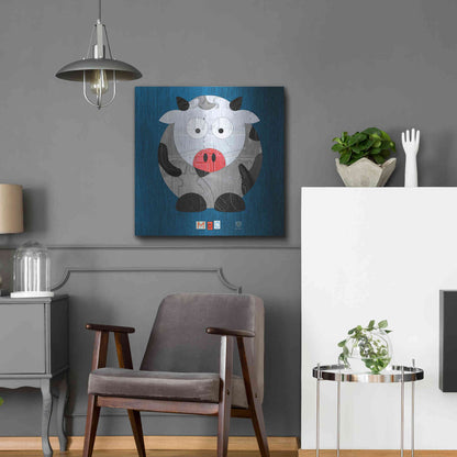 Luxe Metal Art 'Moo The Cow' by Design Turnpike, Metal Wall Art,24x24