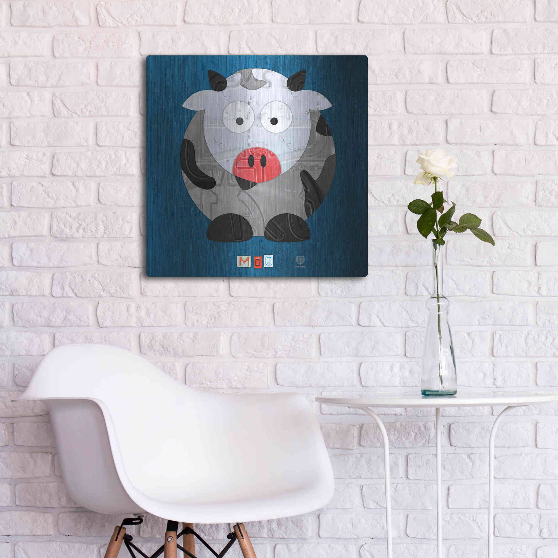 Luxe Metal Art 'Moo The Cow' by Design Turnpike, Metal Wall Art,24x24