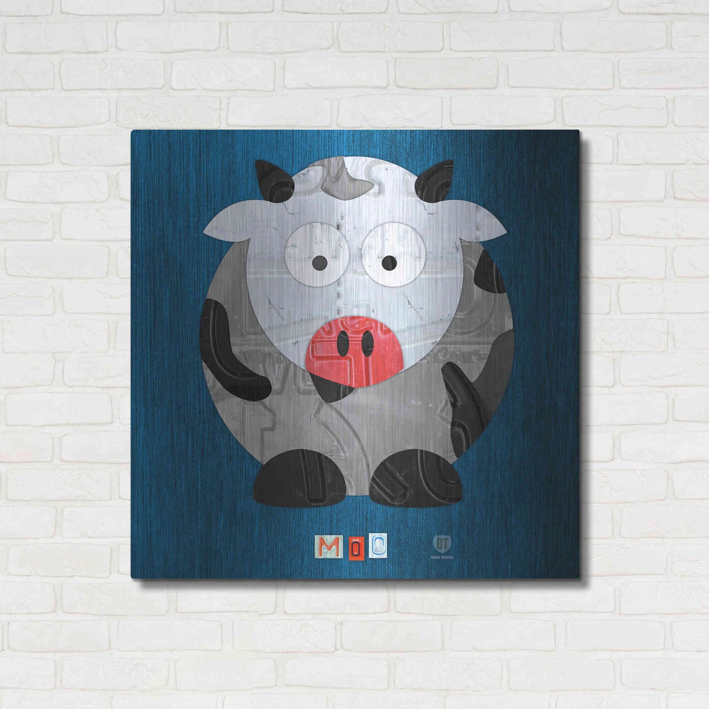 Luxe Metal Art 'Moo The Cow' by Design Turnpike, Metal Wall Art,36x36