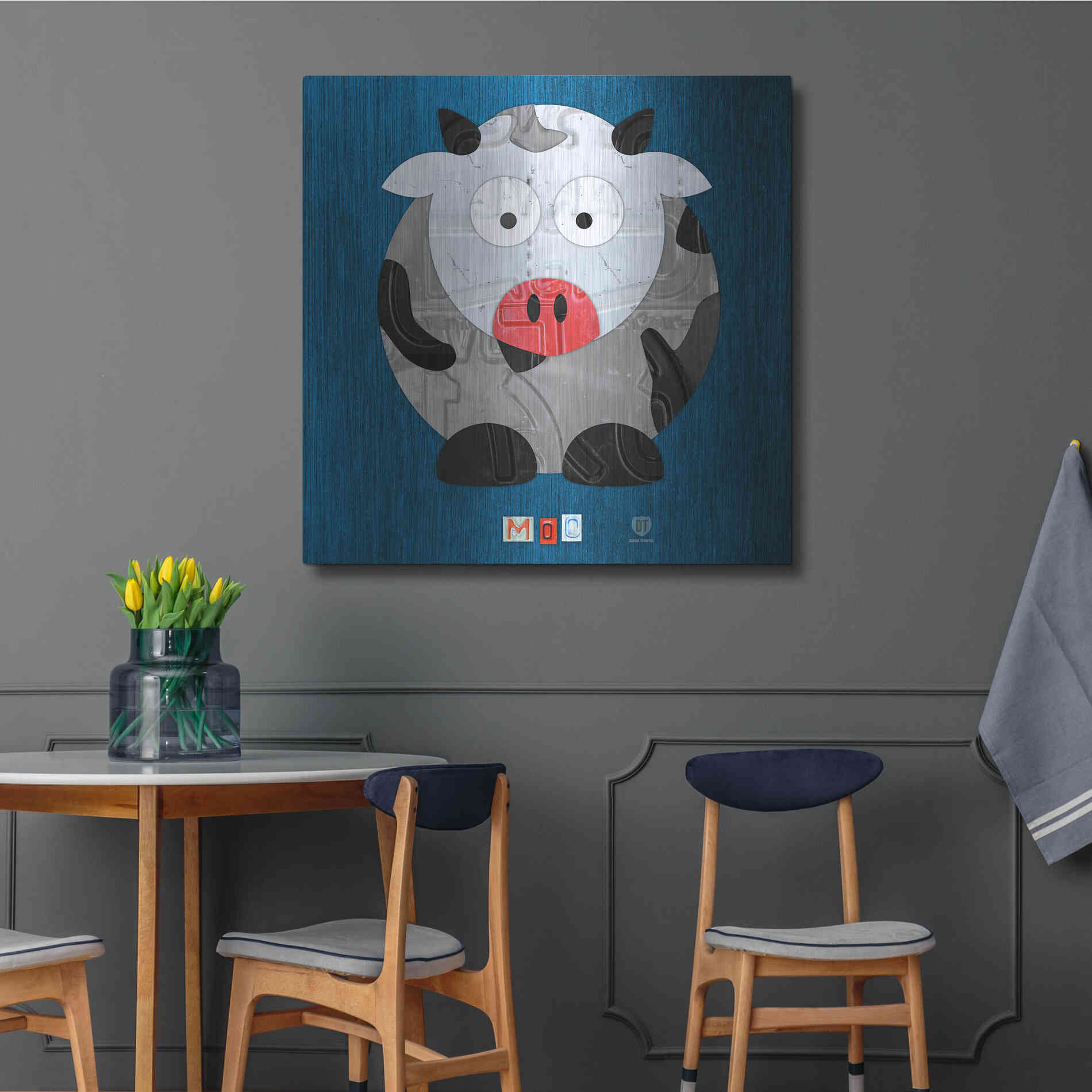 Luxe Metal Art 'Moo The Cow' by Design Turnpike, Metal Wall Art,36x36