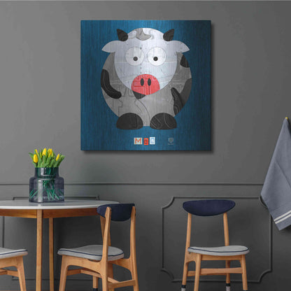 Luxe Metal Art 'Moo The Cow' by Design Turnpike, Metal Wall Art,36x36