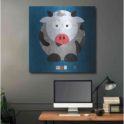 Luxe Metal Art 'Moo The Cow' by Design Turnpike, Metal Wall Art,36x36