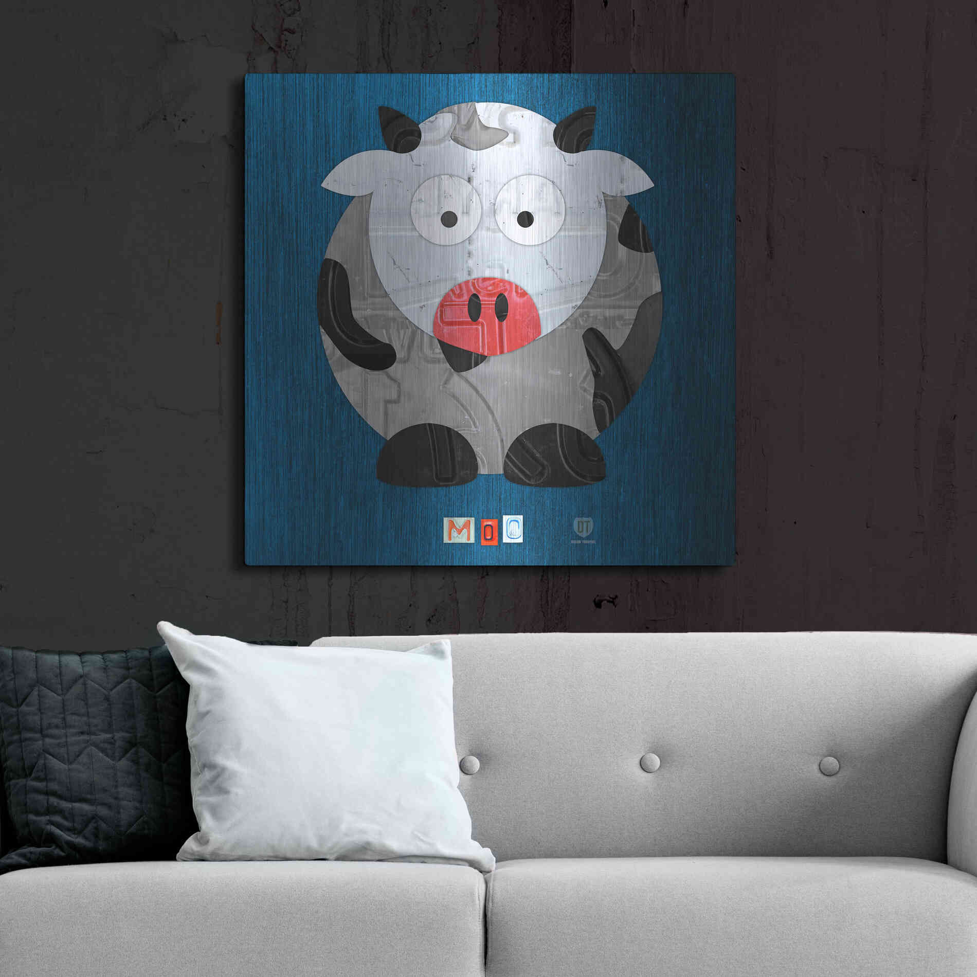 Luxe Metal Art 'Moo The Cow' by Design Turnpike, Metal Wall Art,36x36