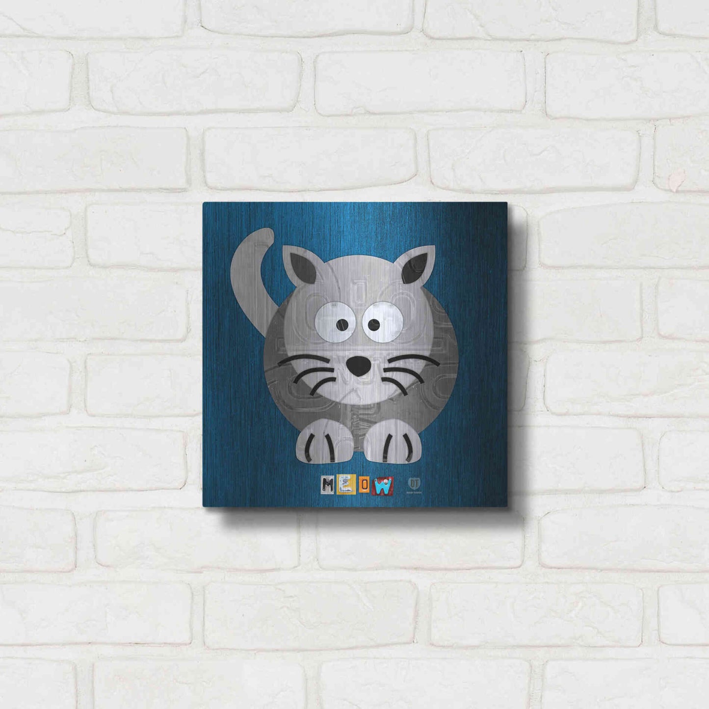 Luxe Metal Art 'Meow The Cat' by Design Turnpike, Metal Wall Art,12x12