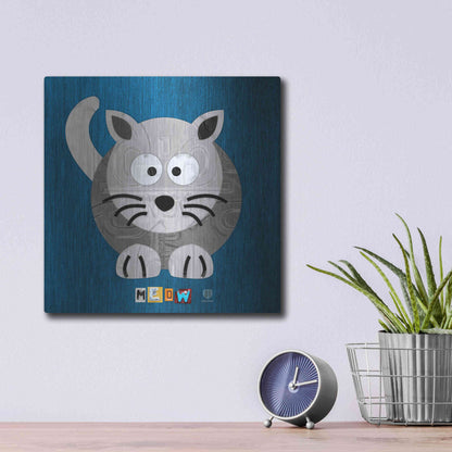 Luxe Metal Art 'Meow The Cat' by Design Turnpike, Metal Wall Art,12x12