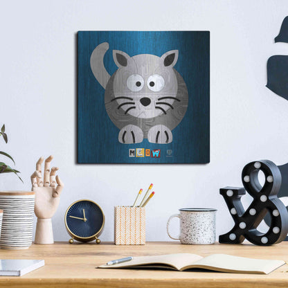 Luxe Metal Art 'Meow The Cat' by Design Turnpike, Metal Wall Art,12x12