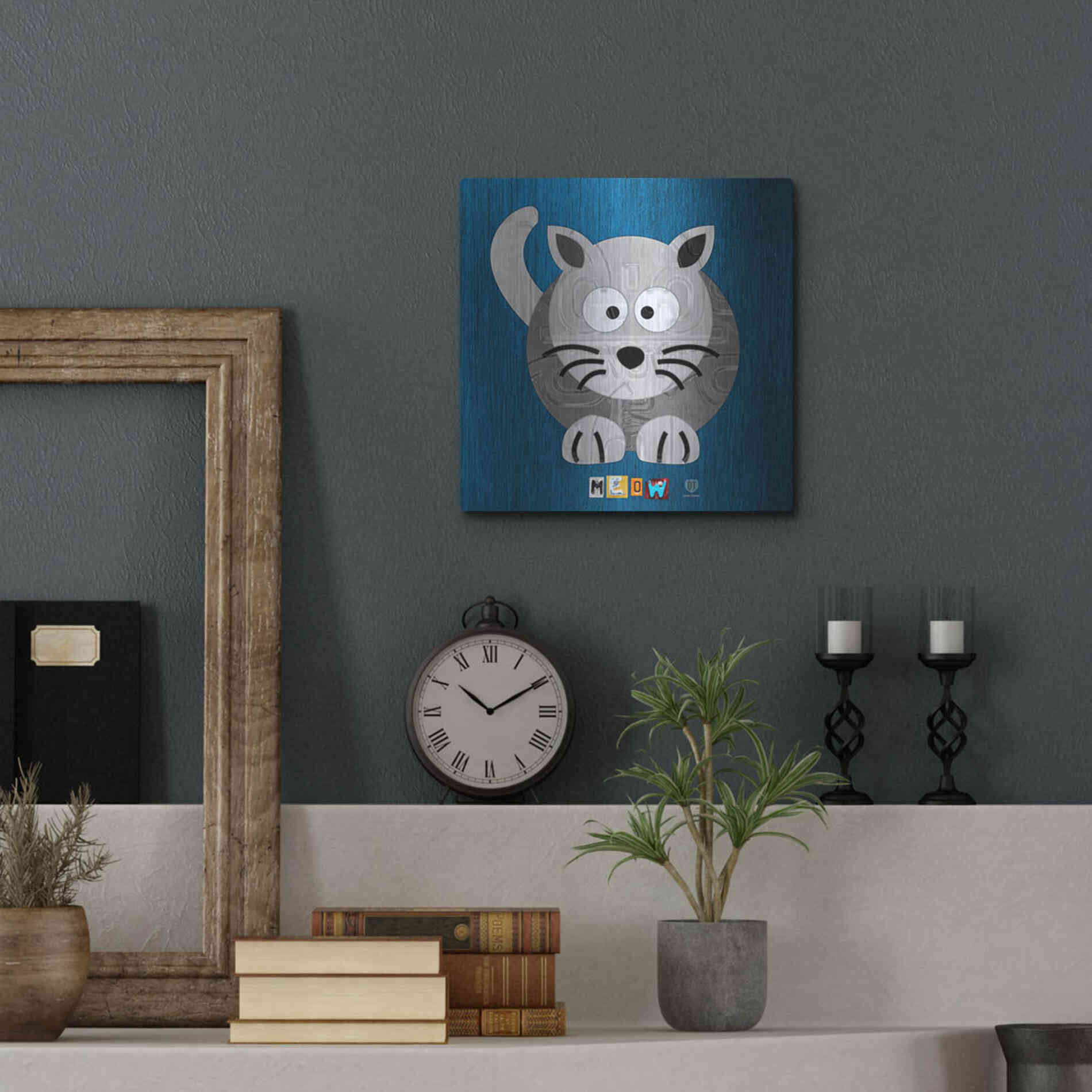 Luxe Metal Art 'Meow The Cat' by Design Turnpike, Metal Wall Art,12x12