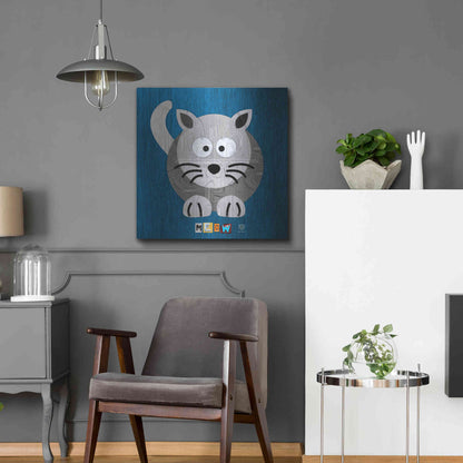 Luxe Metal Art 'Meow The Cat' by Design Turnpike, Metal Wall Art,24x24