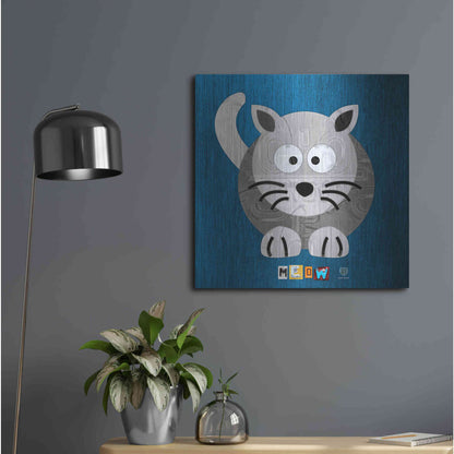 Luxe Metal Art 'Meow The Cat' by Design Turnpike, Metal Wall Art,24x24