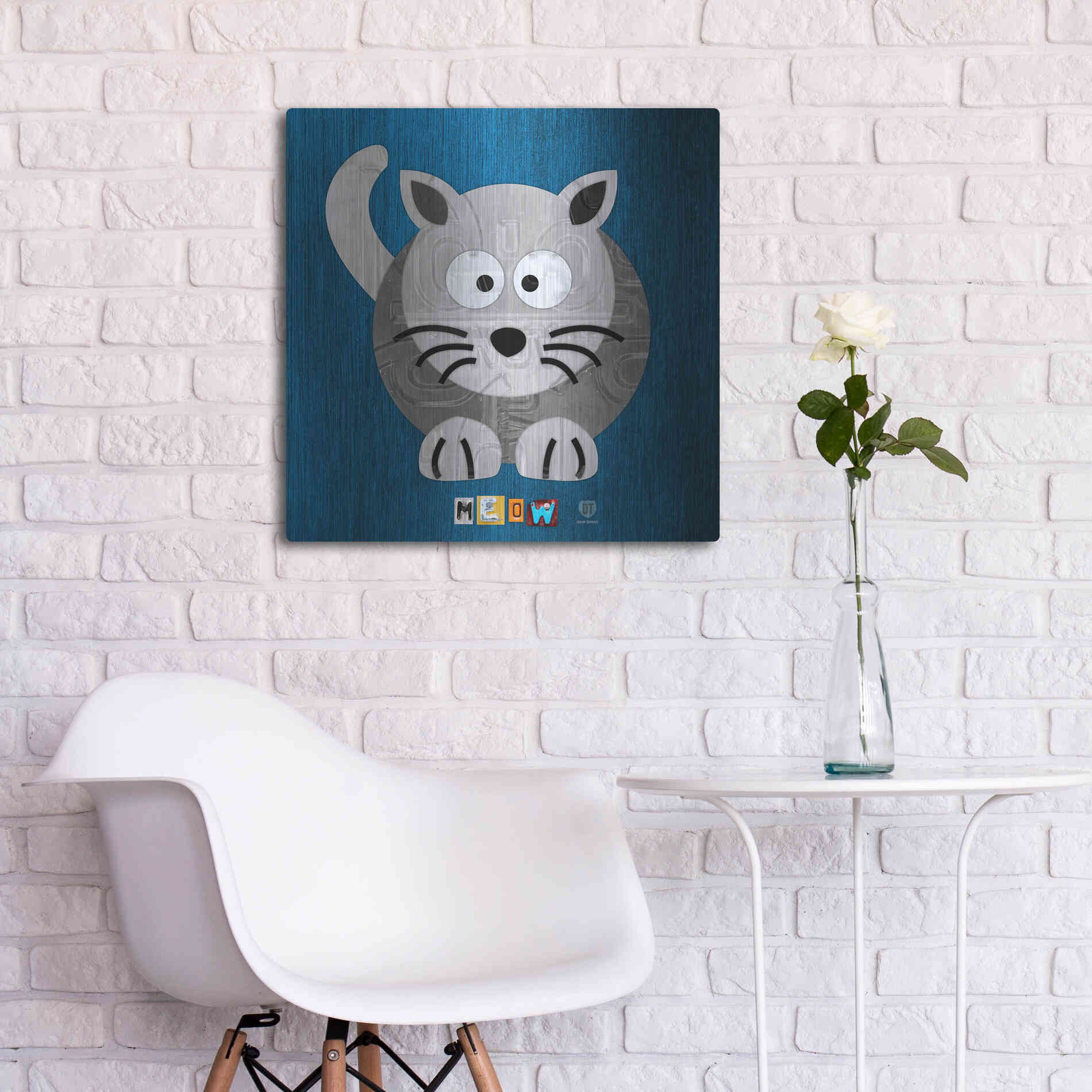Luxe Metal Art 'Meow The Cat' by Design Turnpike, Metal Wall Art,24x24