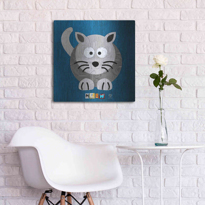 Luxe Metal Art 'Meow The Cat' by Design Turnpike, Metal Wall Art,24x24