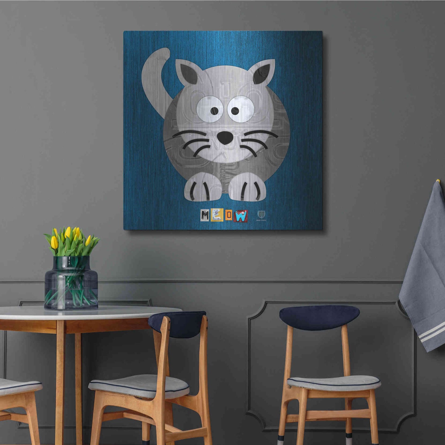 Luxe Metal Art 'Meow The Cat' by Design Turnpike, Metal Wall Art,36x36