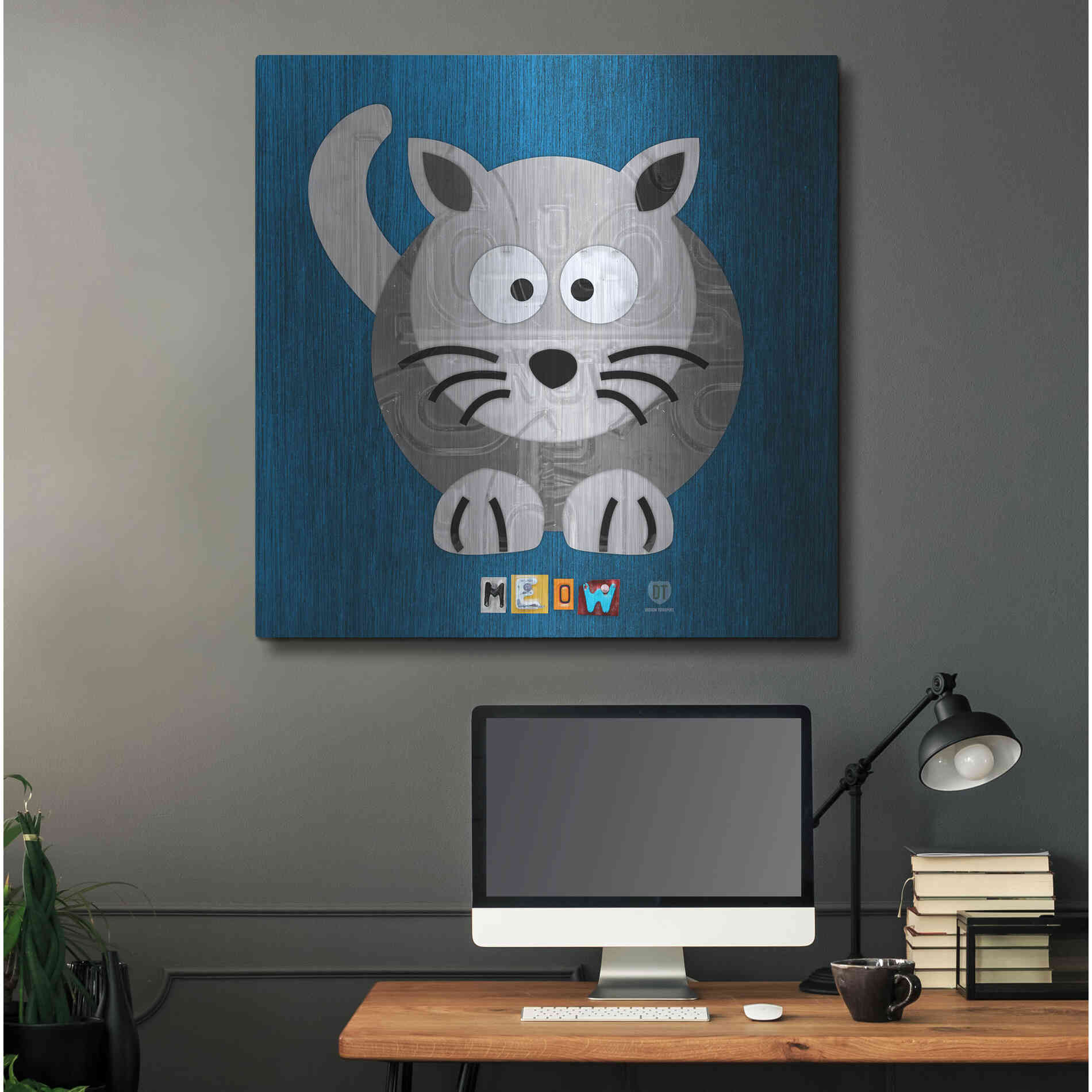 Luxe Metal Art 'Meow The Cat' by Design Turnpike, Metal Wall Art,36x36