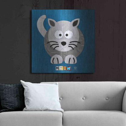 Luxe Metal Art 'Meow The Cat' by Design Turnpike, Metal Wall Art,36x36