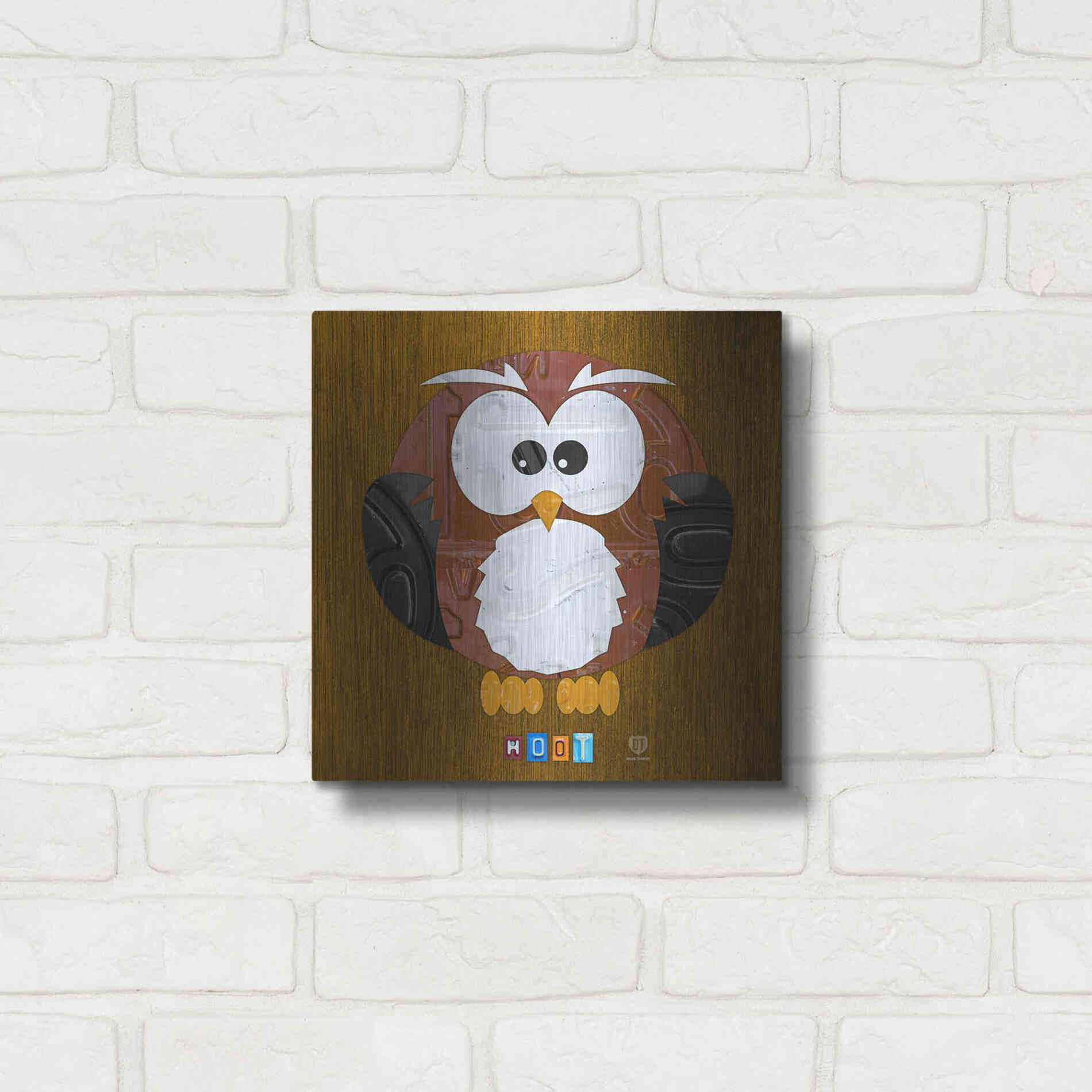 Luxe Metal Art 'Hoot The Owl' by Design Turnpike, Metal Wall Art,12x12