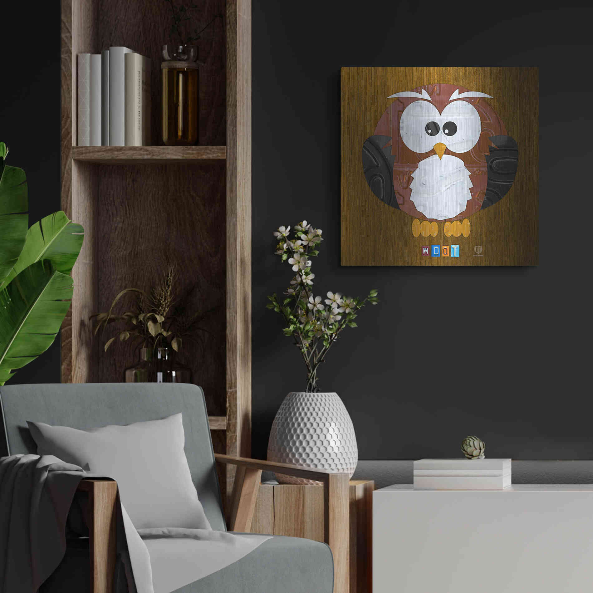 Luxe Metal Art 'Hoot The Owl' by Design Turnpike, Metal Wall Art,24x24