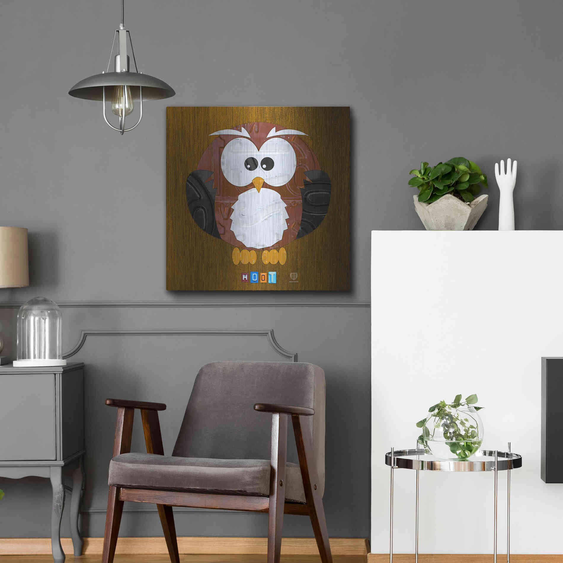 Luxe Metal Art 'Hoot The Owl' by Design Turnpike, Metal Wall Art,24x24