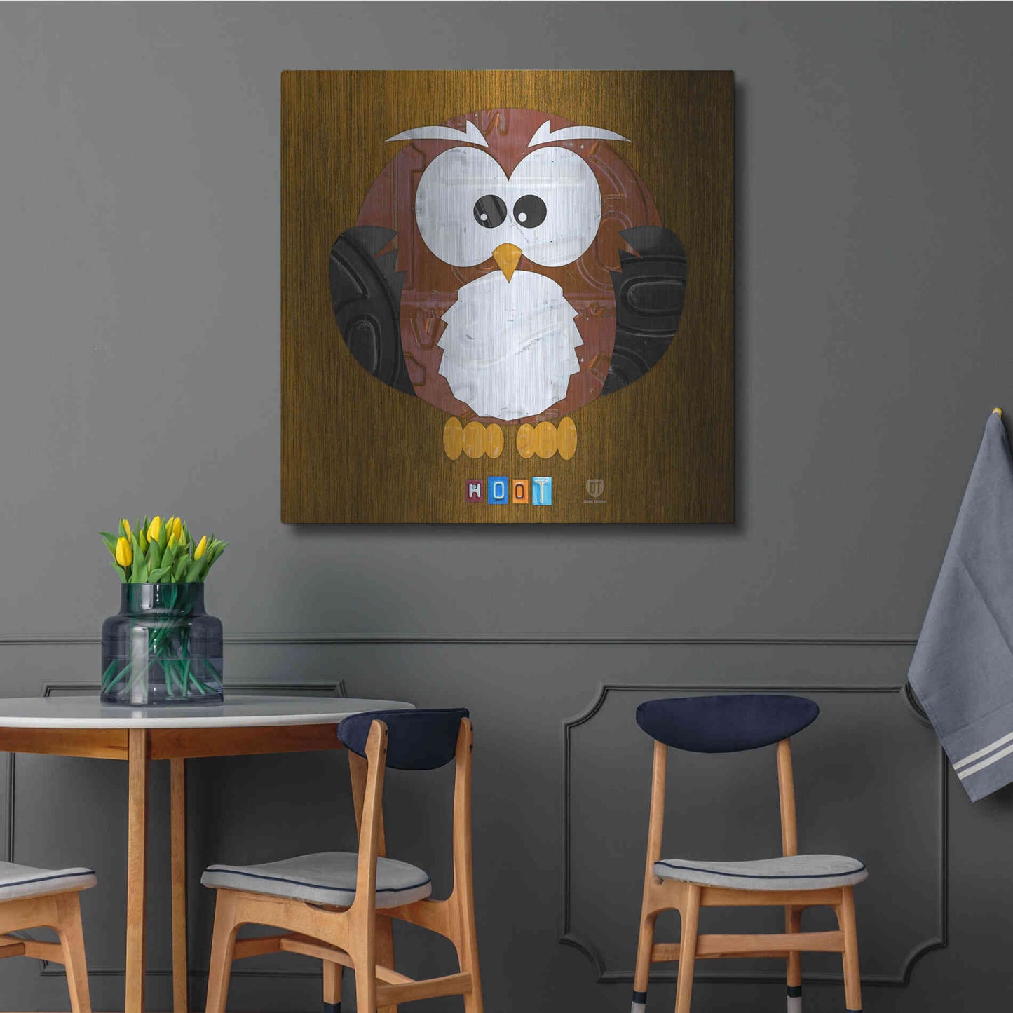 Luxe Metal Art 'Hoot The Owl' by Design Turnpike, Metal Wall Art,36x36